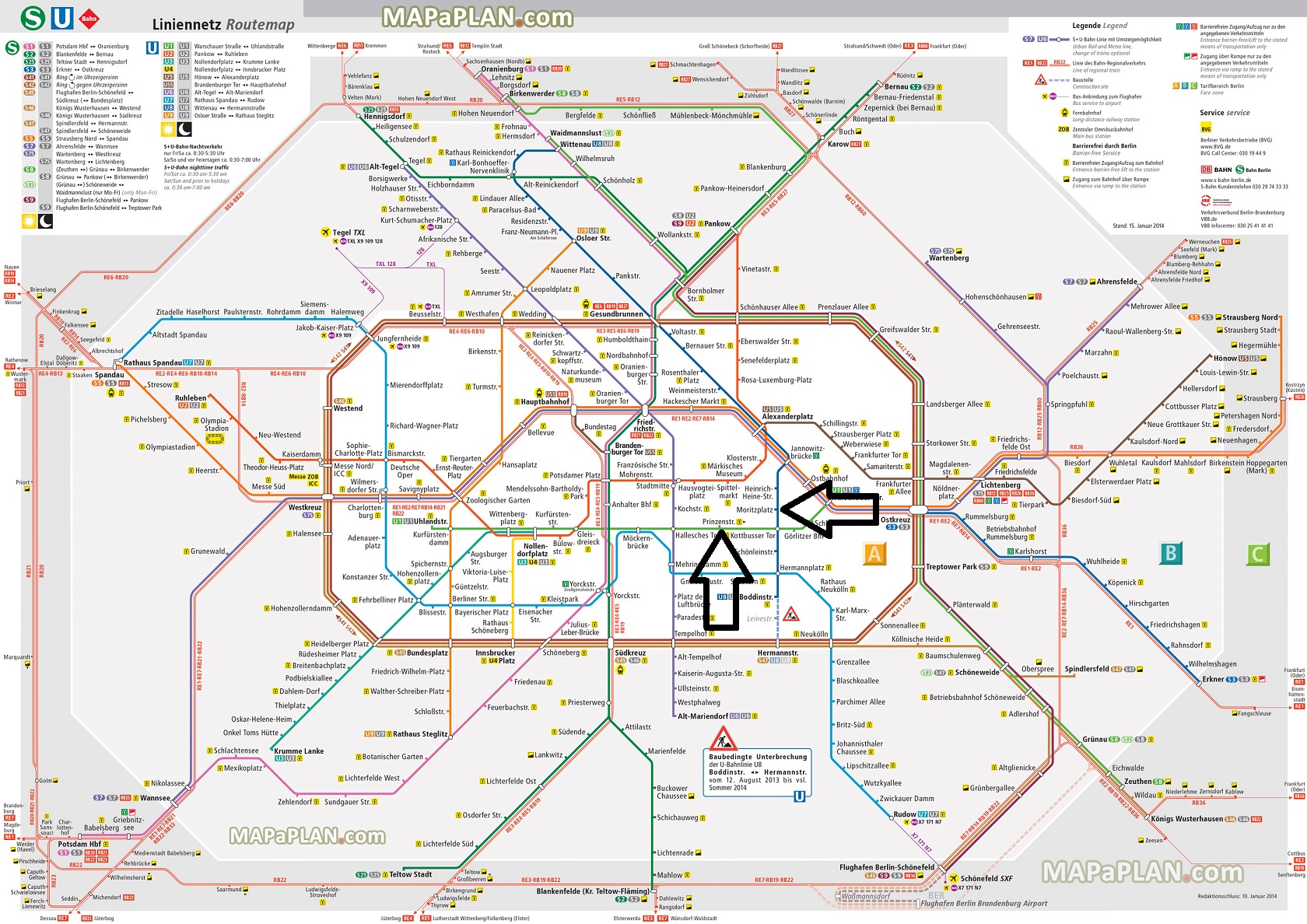 Berlin top tourist attractions printable map